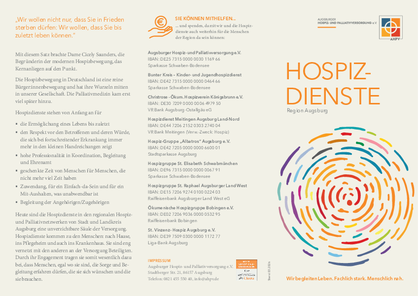 Flyer Hospizdienste Region Augsburg
